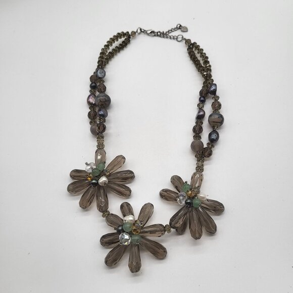 VTG Nakamol Thailand Handmade Floral Necklace Wire Wrapped Beaded Statement - Picture 2 of 13
